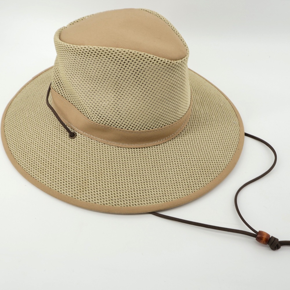 Henschel Hat Co Breezer Sun Hat Tan Mesh Wide Brim Chin Strap Unisex Small